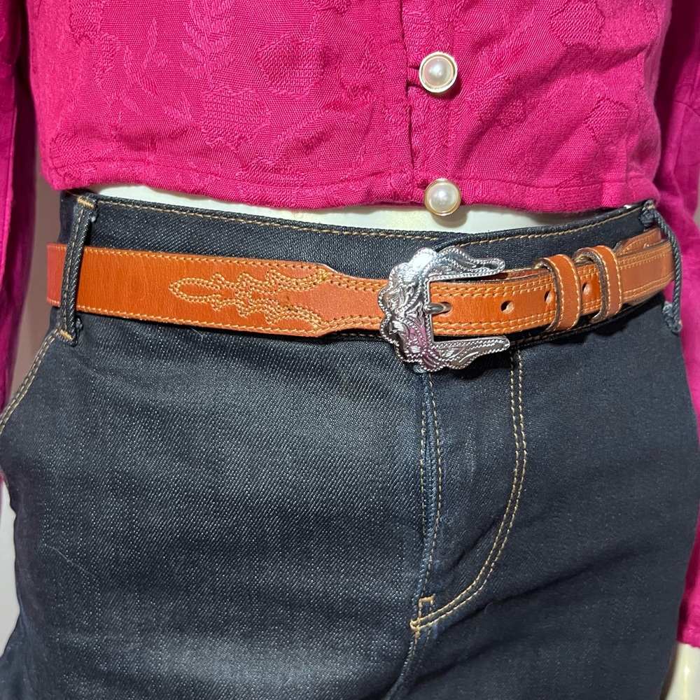 Silver Creek LEEGIN LEATHER Size 32 BELT Southwestern STEER - Picture 5 of 15